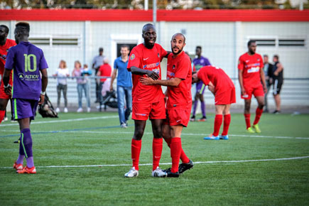 La joie des joueurs ébroïciens après leur victoire sur Caen